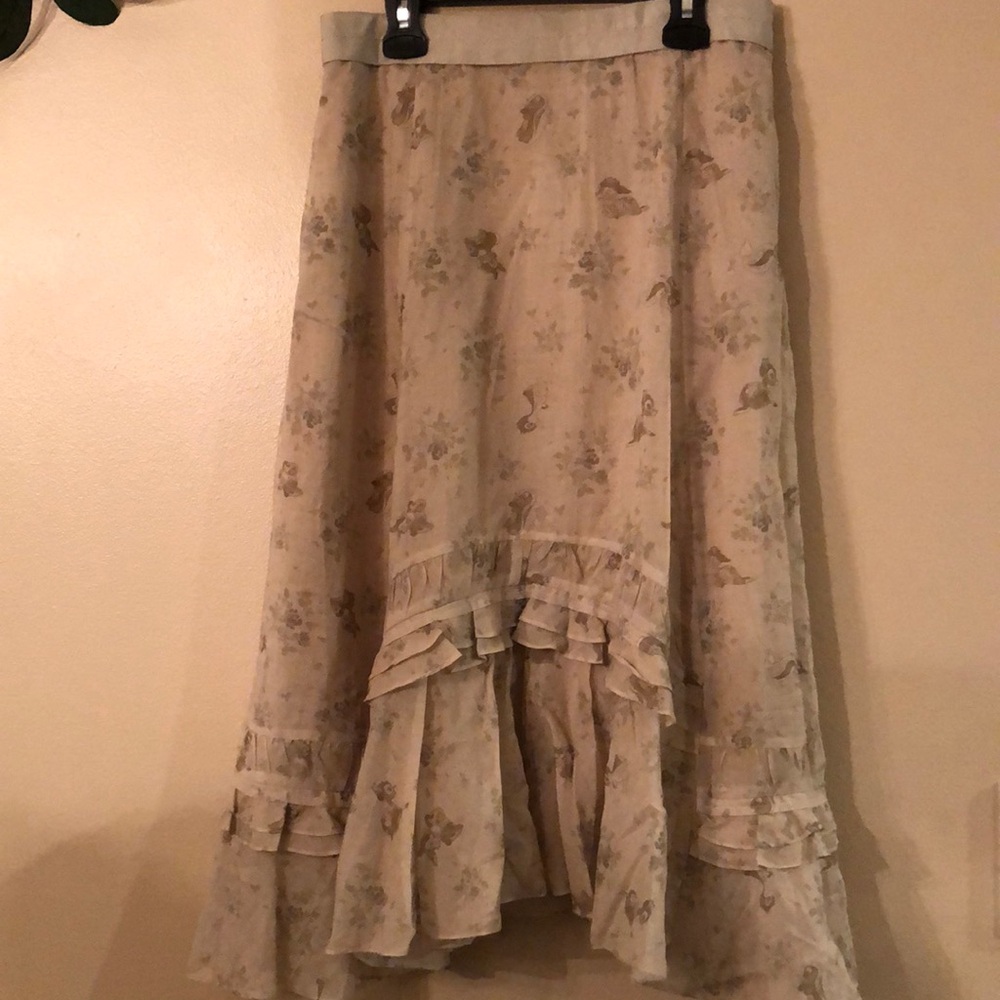 Coach Cream Floral Midi Skirt